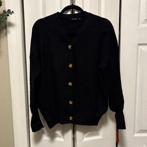 Avenue Black Sweater with Gold Buttons